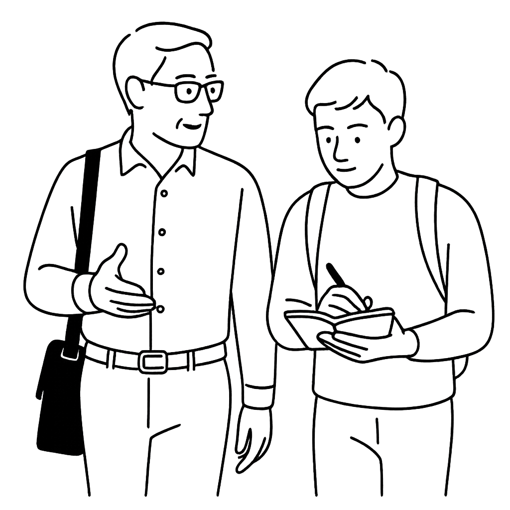 Mentor begeleidt student achter computer